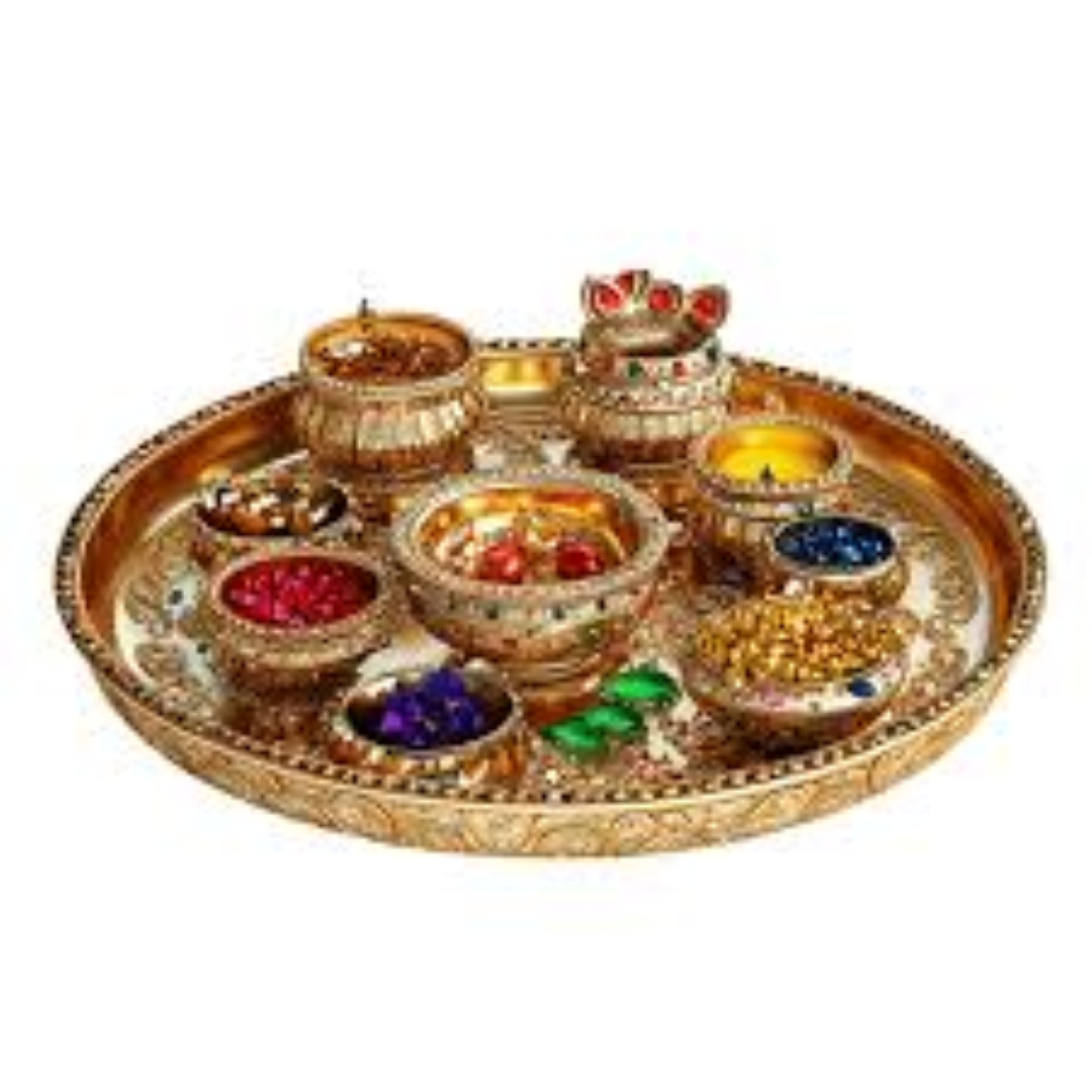 PUJA THALI DECORATED 27CM NIHARI